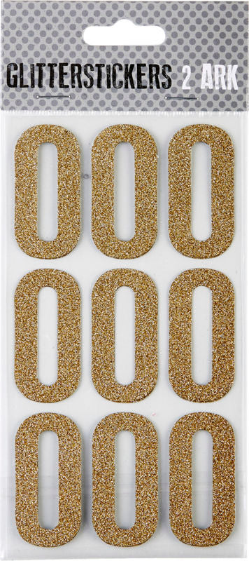 STICKERS GLITTER GULD TAL 0 M. 2 ARK