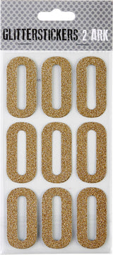 STICKERS GLITTER GULD TAL 0 M. 2 ARK