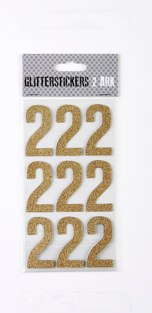 STICKERS GLITTER GULD TAL 2 M. 2 ARK