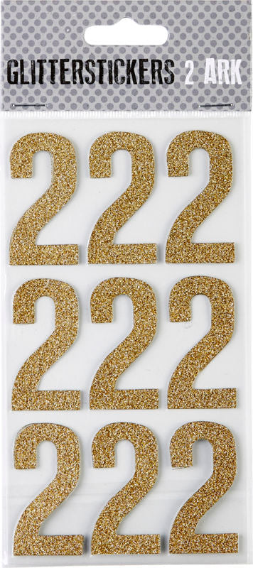 STICKERS GLITTER GULD TAL 2 M. 2 ARK