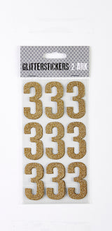 STICKERS GLITTER GULD TAL 3 M. 2 ARK