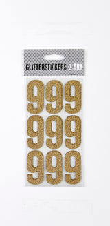 STICKERS GLITTER GULD TAL 9 M. 2 ARK