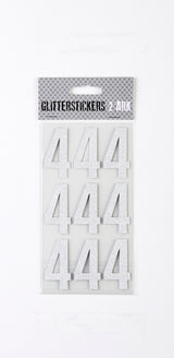 STICKERS GLITTER SØLV TAL 4 M. 2 ARK