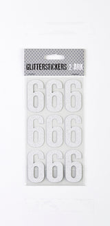 STICKERS GLITTER SØLV TAL 6 M. 2 ARK