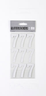 STICKERS GLITTER SØLV TAL 7 M. 2 ARK