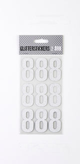 STICKERS GLITTER SØLV TAL 8 M. 2 ARK
