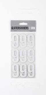 STICKERS GLITTER SØLV TAL 9 M. 2 ARK