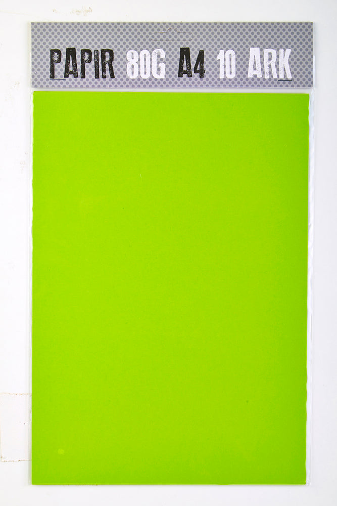 PAPIR A4 80G LIMEGRØN M. 10 ARK