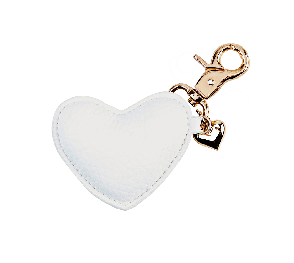 NØGLERING HJERTE HVID PU GULD KEYHANGER