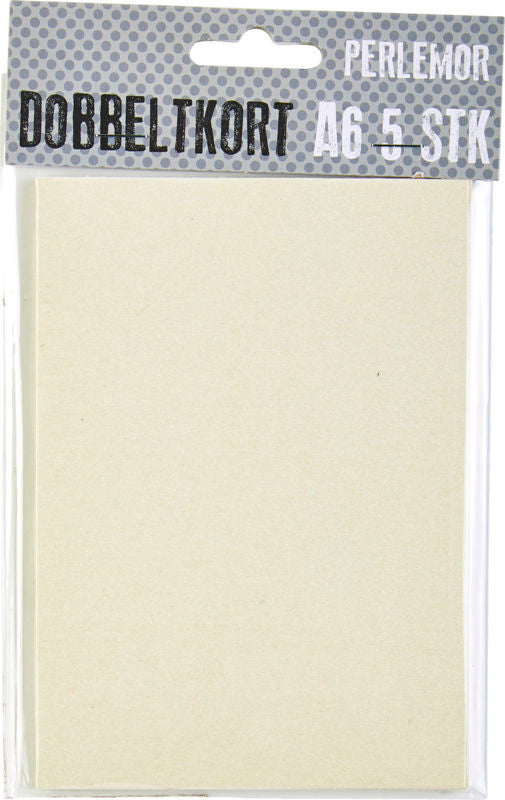 KORT A6 DOBBELT PERLEMOR IVORY 5 STK