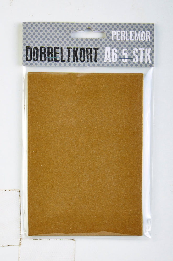 KORT A6 DOBBELT PERLEMOR GULD 5 STK