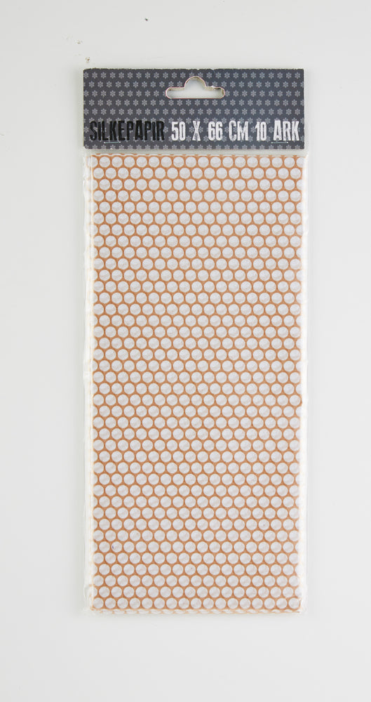 SILKEPAPIR GULD/HVID PRIK 50X50CM 10 ARK/PAKKE