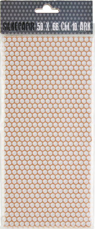 SILKEPAPIR GULD/HVID PRIK 50X50CM 10 ARK/PAKKE