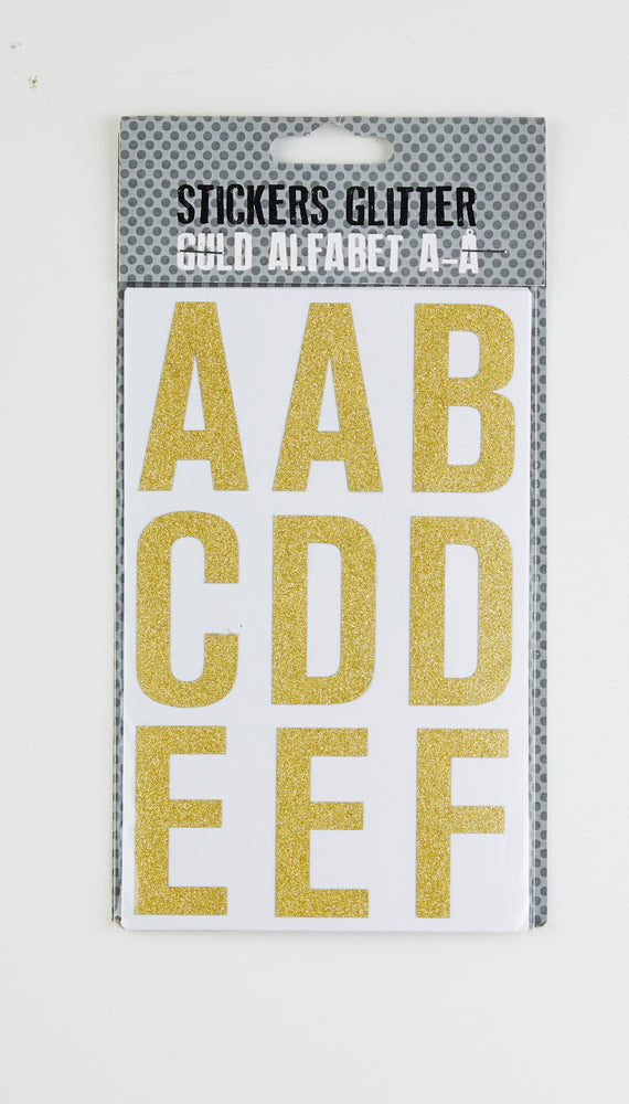 STICKERS GLITTER GULD ALFABET A-Å