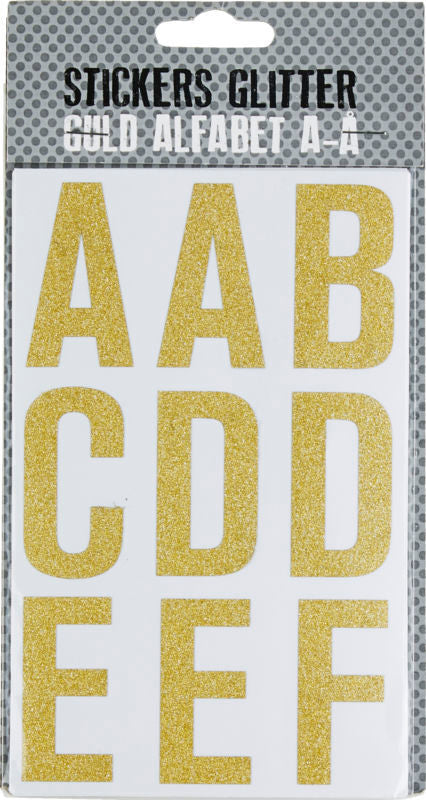 STICKERS GLITTER GULD ALFABET A-Å