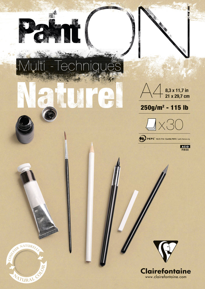 BLOK Paint ON NATUREL A4 Clairefontaine