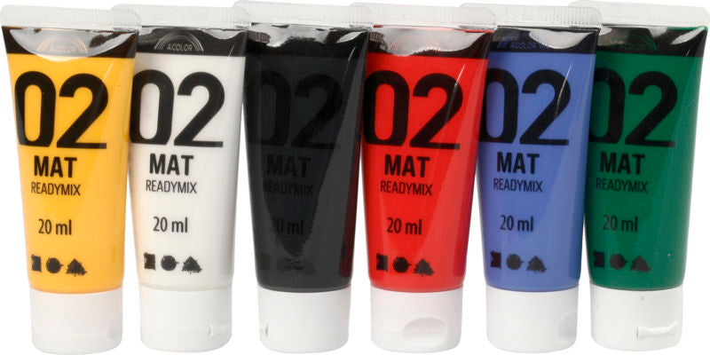 A-COLOR AKRYLMALING MAT 6X20 ML ASS. FARVER