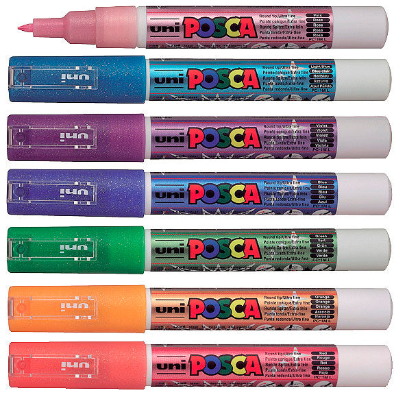 Paintmarker Uni POSCA pc-1m glimmer sæt 7 stk