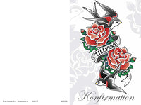 Kort konf neu tattoo roser og fugle