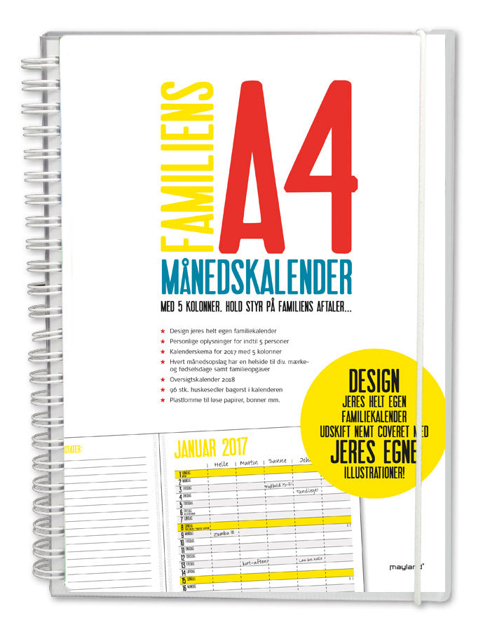 FAMILIENS A4 MÅNEDSKALENDER PVC FRI  2017 MAYLAND