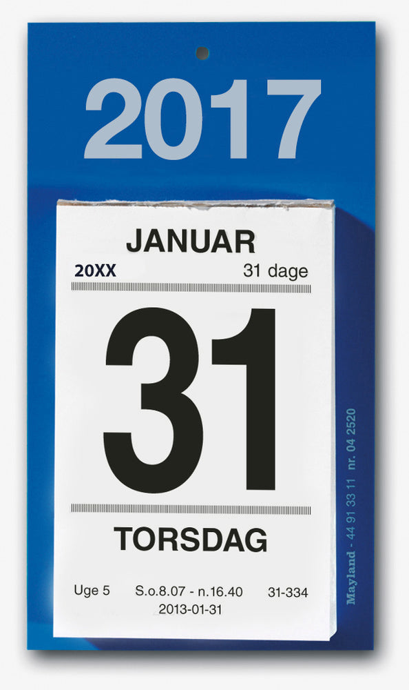 AFRIVNINGSKALENDER M. BAGSIDETEKST 2017 MAYLAND