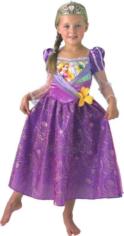 GLIMMER RAPUNZEL DRAGT, STR. M/5-6 ÅR