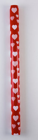 GAVEPAPIR RØD DESIGN HJERTER 3 M X 70 CM