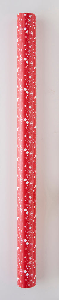 GAVEPAPIR RØD STJERNER SNEFNUG 3 MX70 CM