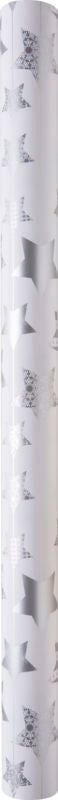 GAVEPAPIR HVID METALLIC STJERN 3M X70 CM