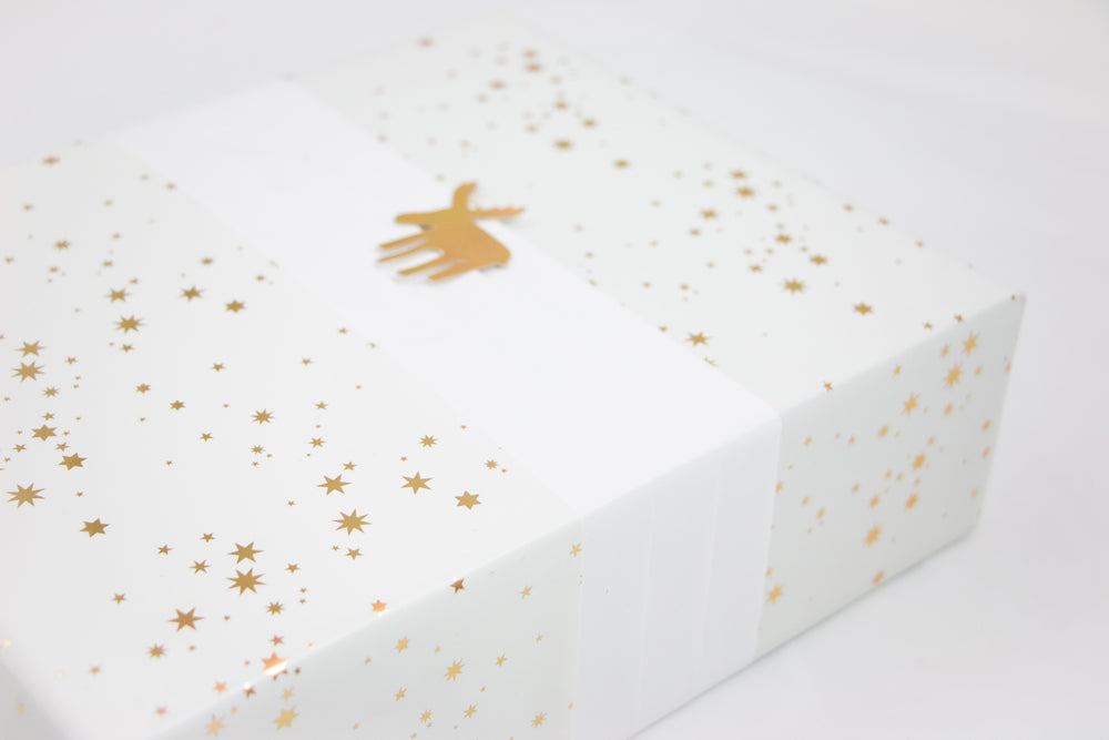 GAVEPAPIR CREME FOIL/GULD/STJER. 1MX70