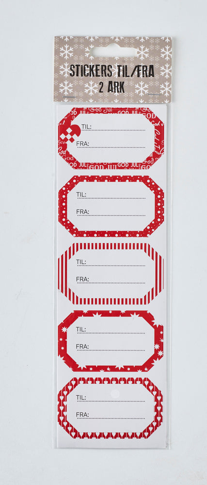 STICKERS TIL/FRA RØD  2 ARK