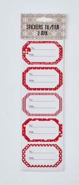STICKERS TIL/FRA RØD  2 ARK