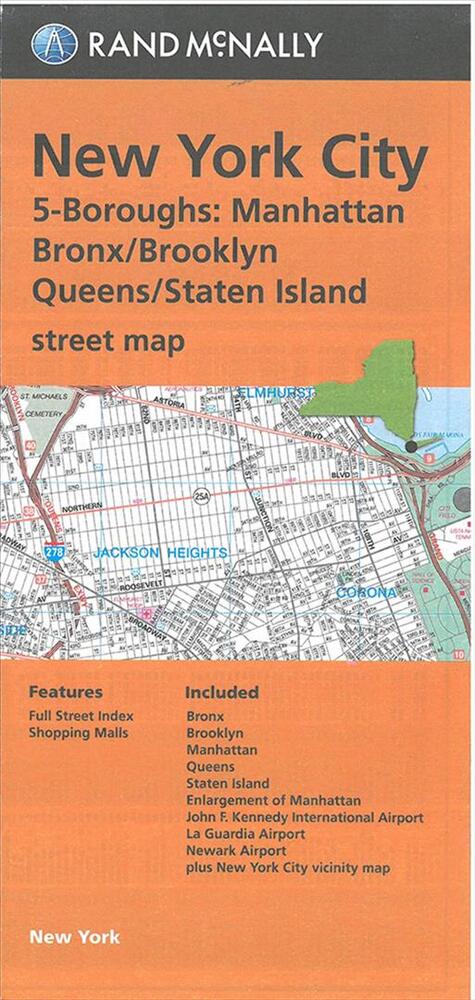 New York City: 5-Boroughs : Manhattan, Bronx, Brooklyn, Queens, Staten Island Street Map