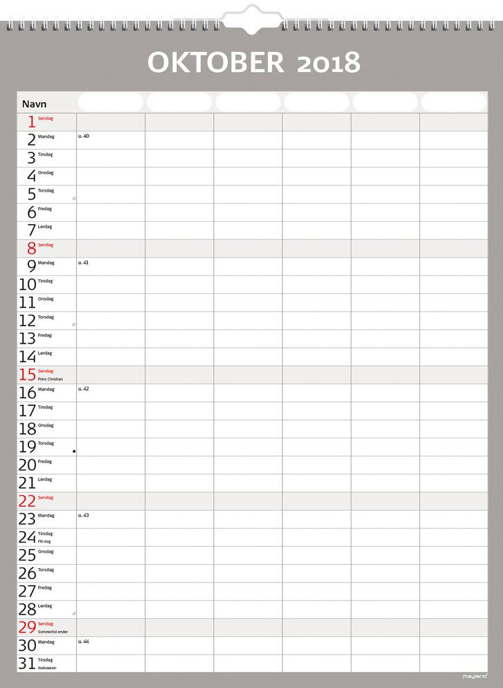 SKOLEÅRSKALENDER 17/18 FAMILIE MAY SIMPLY