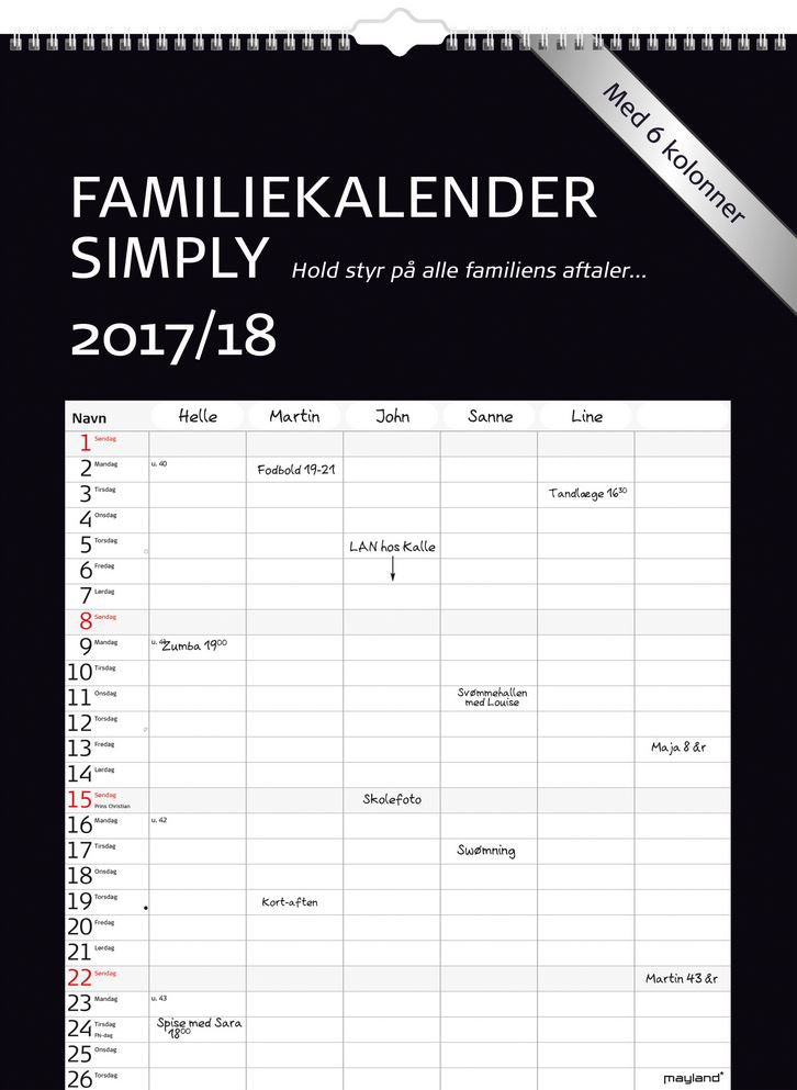 SKOLEÅRSKALENDER 17/18 FAMILIE MAY SIMPLY