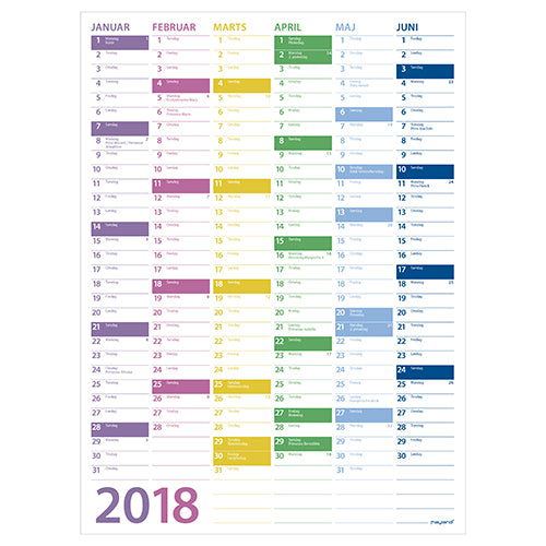 VÆGKALENDER TREND  2018 MAYLAND