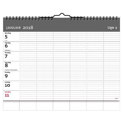 VÆGKALENDER UGE A4  2018 MAYLAND