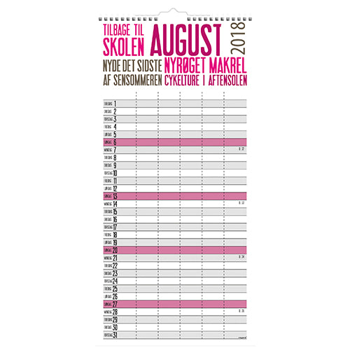 FAMILIEKALENDER TREND  2018 MAYLAND