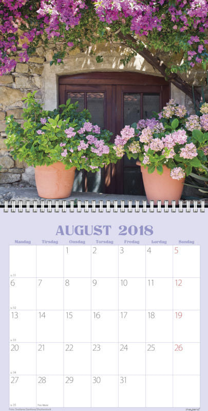 VÆGKALENDER BLOMSTER  2018 MAYLAND