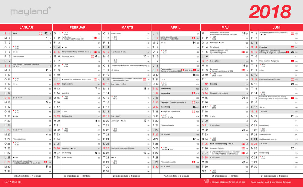 KONTORKALENDER STOR  2018 MAYLAND
