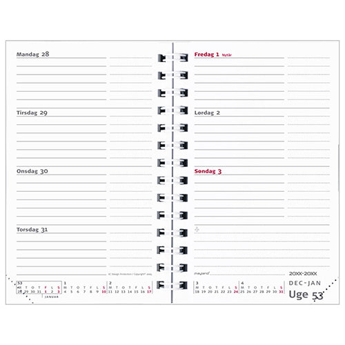 MINI PLANNER UGE TVÆRFORMAT SKIND 2018 MAYLAND