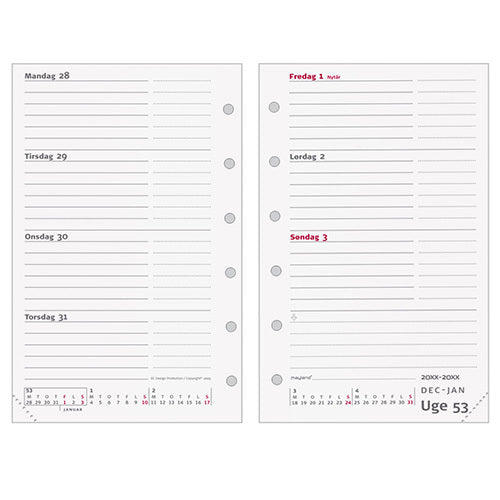 SYSTEM MINI UGEKALENDER TVÆRFORMAT REFILL 2018 MAYLAND