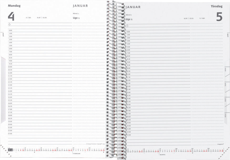 TIMEKALENDER 1-DAG PP BLÅ  2019 MAYLAND