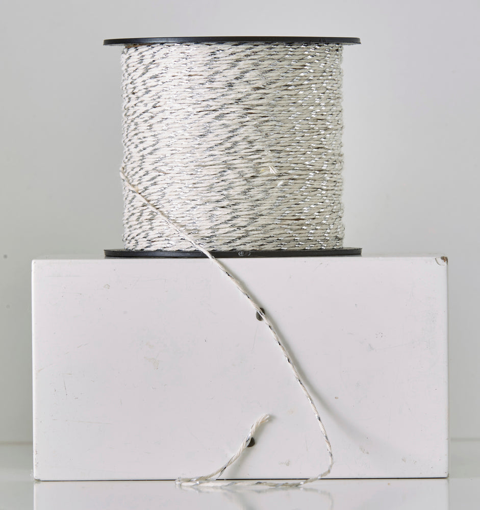 GAVEBÅND HVID SNOR SØLV GLITTER 10 MM X 25M