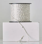 GAVEBÅND HVID SNOR SØLV GLITTER 10 MM X 25M