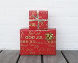 GAVEPAPIR RØD MED RØD METALLIC GOD JUL 3 M