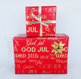 GAVEPAPIR RØD MED RØD METALLIC GOD JUL 3 M