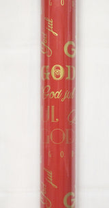 GAVEPAPIR RØD MED RØD METALLIC GOD JUL 3 M