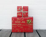 GAVEPAPIR RØD MED RØD METALLIC GOD JUL 3 M