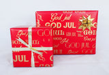 GAVEPAPIR RØD MED RØD METALLIC GOD JUL 3 M
